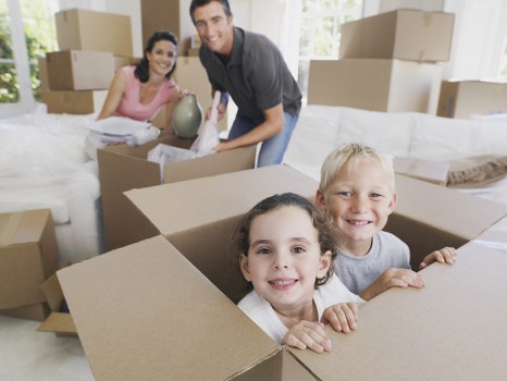 Moving team managing items carefully during a property relocation