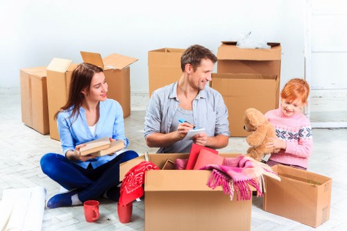 Packed boxes and household items ready for transport