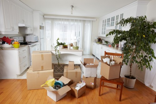 Donated furniture and reusable items prepared for charity collection