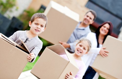 Removal team using protective measures during a move
