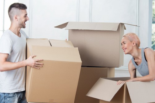 Removal boxes and moving essentials in a Brixton home